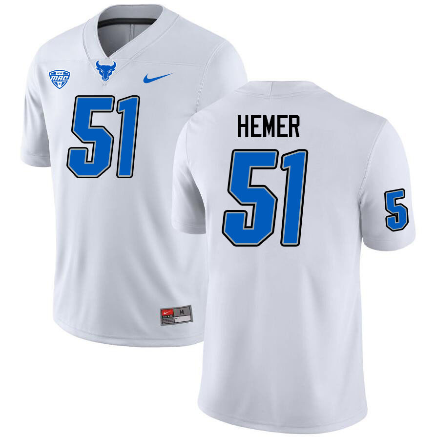 Buffalo Bulls #51 Nick Hemer College Football Jerseys Stitched Sale-White